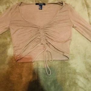 green long sleeve crop top nice from the front